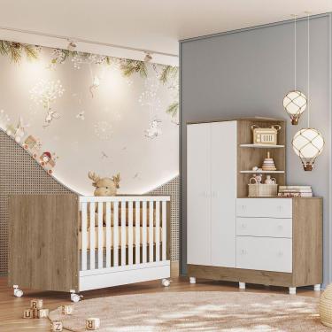 Imagem de Jogo De Quarto Infantil Gr E Cômoda E Berço 1340 Doce Sonho carvalho-branco