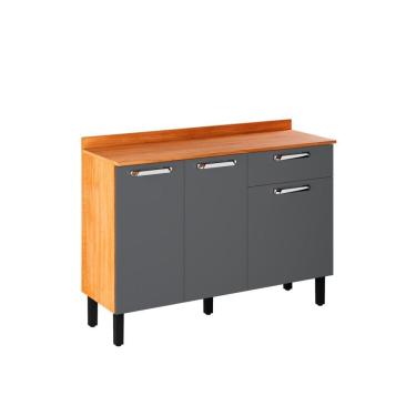 Imagem de Balcão Para Cozinha Vegas Com 3 Portas E 1 Gaveta - Itatiaia Cinamomo-grafite