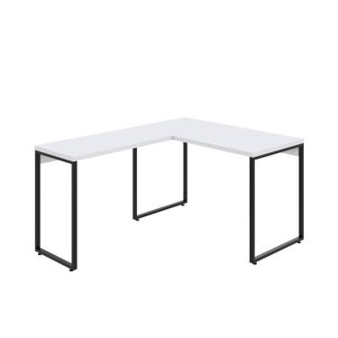 Imagem de Mesa Em L Kuadra Office 120x150x75cm Branco Chess - Est.preta Branco Chess - Est.preta