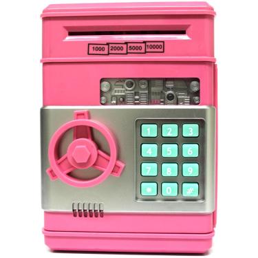 Imagem de Mini Cofre Digital Senha 4 Dígitos Notas E Moedas Rosa