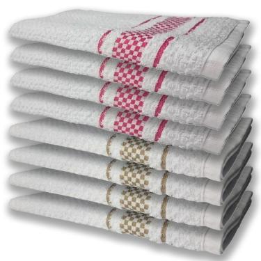 Imagem de 8 Panos De Prato Atoalhado Felpudo Premium 4 Rosa 4 Marrom