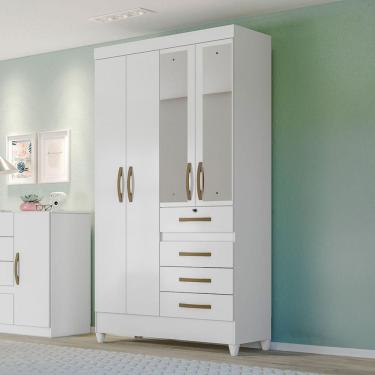 Imagem de Guarda Roupa Solteiro com Espelho 110x204cm Sobral Moval Branco Flex