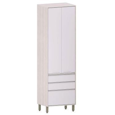 Imagem de Paneleiro Alto Para Cozinha 2 Portas 3 Gavetas Atenas Cinza Cristal