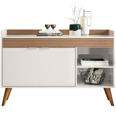 Imagem de Balcao Aparador Buffet 120 Cm Off White Cristal Ripado Madei