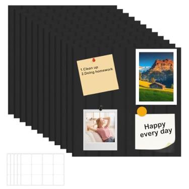 Imagem de Mimoyalaso Pacote com 12 quadros grandes de cortiça para parede – azulejos de quadro de avisos de feltro com abas adesivas removíveis, quadro de alfinetes de feltro decorativo para fotos, memorandos
