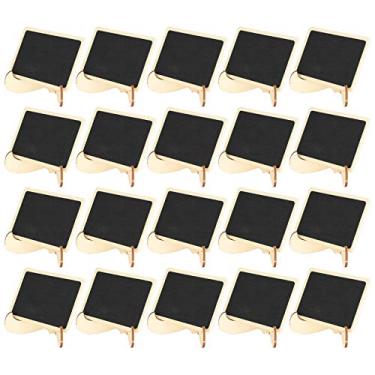 Imagem de Mini placas de quadro-negro de madeira, 2 conjuntos de cartões de lugar retangulares pequenos, reutilizáveis ​​para festas de casamento, cozinha, escritório, número da mesa,