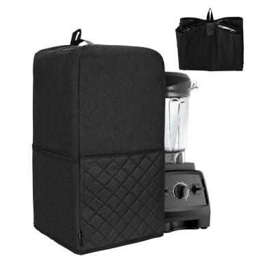 Imagem de CROTIRAD Capa de liquidificador suspensa compatível com Vitamix Low-Profile 1,8 g Liquidificador, capa dobrável contra poeira com bolsos de acessórios para liquidificador de cozinha, preta
