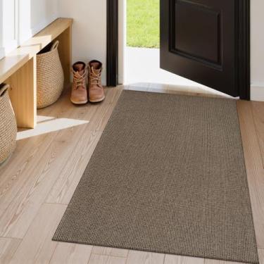 Imagem de Uphome Tapete de área boho, tapetes descartáveis à máquina 3x5 para cozinha, tapetes antiderrapantes de algodão trançado de algodão para entrada de casa de fazenda, tapetes internos resistentes à