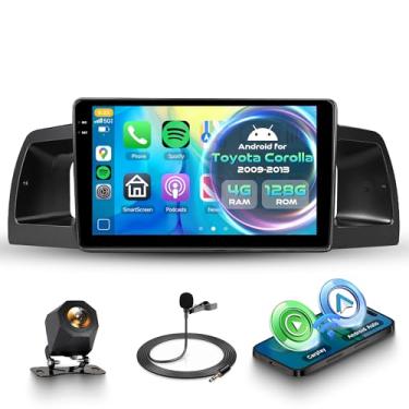 Imagem de Orderich Rádio veicular Android 4G + 128G para Toyota Corolla EX 2007-2010 com carro sem fio CarPlay Android Auto, tela sensível ao toque de 9 polegadas, conexão de espelho estéreo para carro