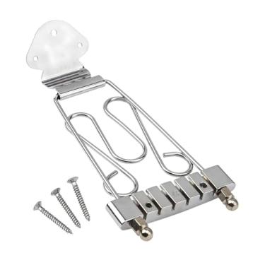 Imagem de oshhni Ponte trapezoidal para guitarra com estrutura de arame - Acessórios de substituição - Alto desempenho - Semi-acústica - Liga de zinco - Estilo Jazz, Prata