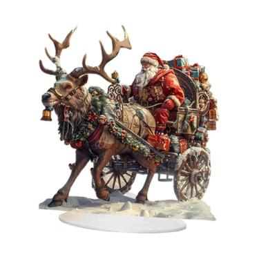 Imagem de Fenteer Placa decorativa de acrílico 2D com Papai Noel, centro de mesa, enfeite natalino, ornamento de mesa para armário, escrivaninha ou café, Style C