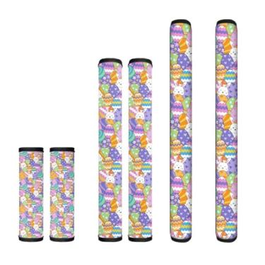 Imagem de NETILGEN Ovos de Páscoa Coelho Laváveis Maçanetas de Geladeira Capas de Porta 3 Pares Protetores de Micro-ondas Lava-Louças Fácil de Limpar Macio Mantém a Cozinha Limpa de Manchas de Alimentos e