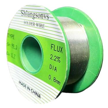 Imagem de Shlangsonvs Fio de solda sem chumbo Sn99.3 Cu0.7 fio de estanho conteúdo de fluxo de núcleo de resina 2,2% fio de solda eletrônica de fluxo (20 g/0,7 oz, calibre do fio 0,8 mm/0,031 pol)