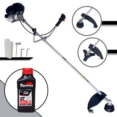 Imagem de Roçadeira Cortador de Grama À Gasolina Toyama RT43LB25A 43cc 1,7HP de Alta Performance Completa Com Carretel Nylon + Lâmina 3 Pontas + ÓLEO TOYAMA 2T