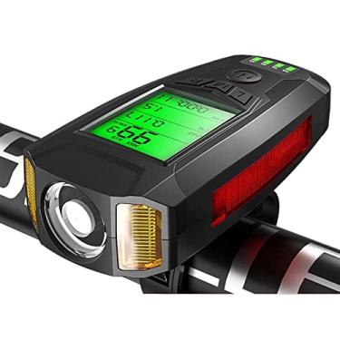 Imagem de Conjunto de luzes de bicicleta com velocímetro, farol recarregável por USB, 5 modos de iluminação de LED frontal super brilhante para luz de ciclismo (velocímetro 2)