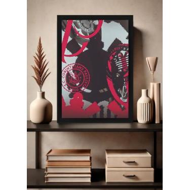 Imagem de Quadro Corinthians Raça com Vidro e Moldura Preta - Spark Loja