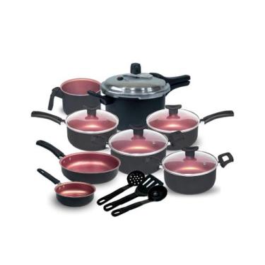 Imagem de Jogo de Panelas Munique Teflon 11 Pçs Panela de pressão Fech. Externo 