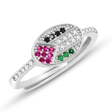 Imagem de Vivaday Anel Cultural Palestina do Oriente Médio | Joias inspiradas na Palestina | Anéis de Zircão Oval Ajustáveis para Mulheres Roupas Diárias YA6340, Medium, Metal, Zircônia cúbica