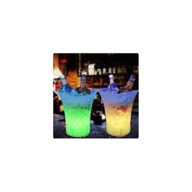 Imagem de Balde Para Bebidas com LED e Caixa de Som Bluetooth, Branco, Plástico, 6,5 Litros, 30cm x 29cm x 30,5cm, 10 Efeitos de Luz Coloridos, 5W, USB