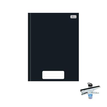 Imagem de Kit Caderno Brochura Capa Dura Pepper Preto 80 Folhas + Caneta Esferográfica Spiro 24 Unidades + Grampeador Alicate HP45