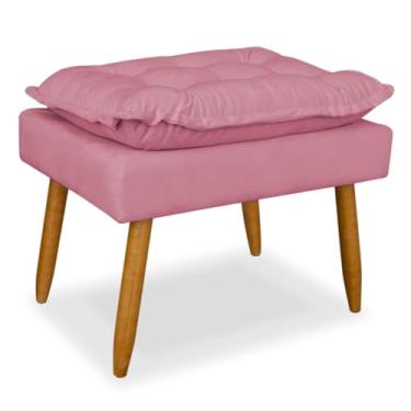 Imagem de Puff Redondo Luxo para Sala e Quarto – Banco Decorativo para Penteadeira e Descanso para os Pés(Rosa)