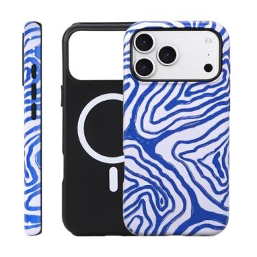 Imagem de Fourmor Capa para iPhone 17 Pro - Carregamento sem fio para MagSafe, capa externa rígida de policarbonato + capa protetora interna de TPU macio de 2 camadas, estampa de grão de madeira, compatível com