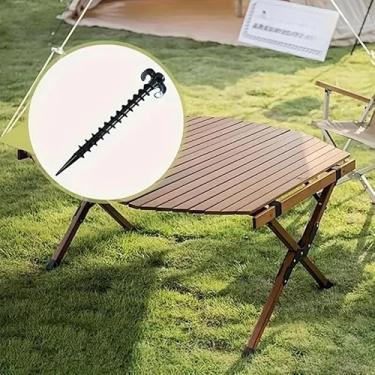 Imagem de 1 conjunto/4 peças - Estacas de barraca de PC resistente plástico durável para acampamento praia à prova de vento barraca ancoragem 20 cm, preto