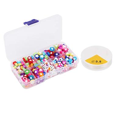 Imagem de Kit de fabricação de joias DIY de contas de acrílico Acabamento requintado Design portátil para pulseira colar artesanato conjunto de contas em forma de estrela de coração com