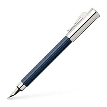 Imagem de Graf von Faber-Castell Tamitio Caneta-tinteiro de metal cilíndrico, banhado a ródio, azul