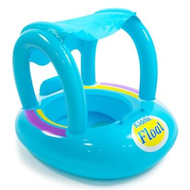 Imagem de Boia Fralda Carrinho Bote Boia Inflável Infantil com Cobertura Bebê Piscina Bote Fralda (AZUL)