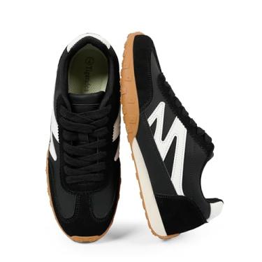 Imagem de Tigeridea Tênis feminino casual leve para caminhada, cadarço e cadarço para conforto o dia todo, Preto, 41