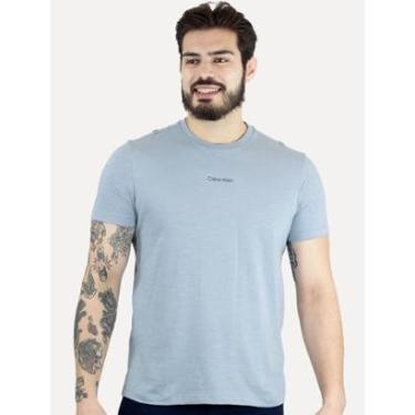 Imagem de Camiseta Calvin Klein Masculina Flame Front Logo Azul Claro Mescla-Masculino