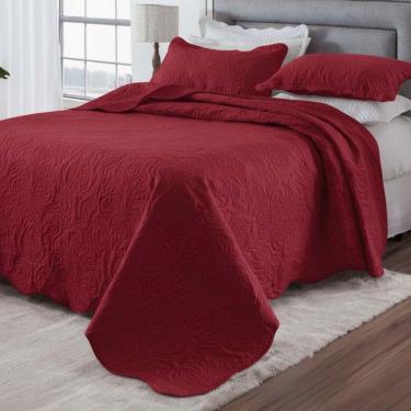 Imagem de Kit Cobre Leito Colcha Basic Queen 3 Peças Dupla Face Liso Classic - Terracota - 100% Poliéster