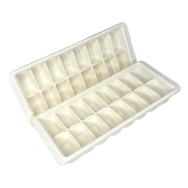 Imagem de Forma de Gelo com Tampa, 16 Cubos, Plástico PP Livre de BPA, Branca, 25,5x11x3,5cm, Kit com 2 Unidades