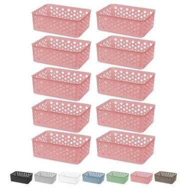 Imagem de Kit 10 Cesto Organizador Rattan Armário Gaveta Lavanderia P - Usual Ut