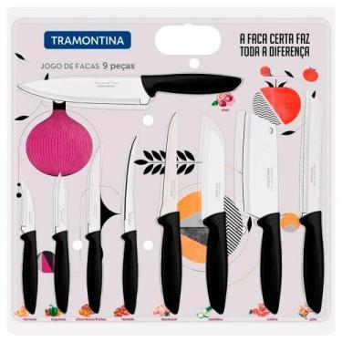 Imagem de Conjunto de Facas Tramontina Plenus Inox Preto 9 Peças