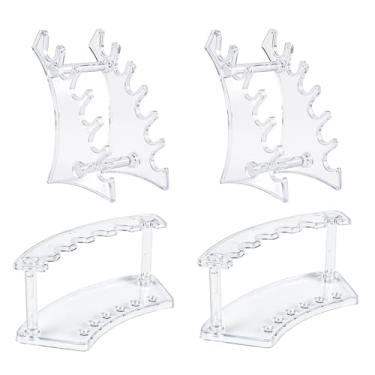 Imagem de Sissatthai Suporte de exibição de caneta de acrílico transparente para mesa, organizador de canetas de plástico com 6 compartimentos, suporte de lápis com contas para canetas-tinteiro, marcador de