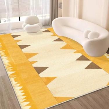 Imagem de Tapetes grandes amarelos abstratos para sala de estar, sofá de luxo, decoração de área, tapete para casa e quarto (3,2 x 5,2 pés (100 x 160 cm) / JH0027-Flannel-10)