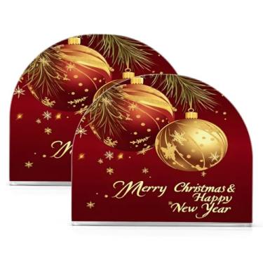 Imagem de Wassud Ornamentos de Natal dourados porta-guardanapos de acrílico, dispensador de guardanapos de papel moderno para mesa, cozinha, sala de jantar, bancada 2 peças (comporta 50-60 guardanapos)