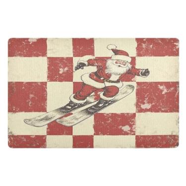 Imagem de STAYTOP Tapete de porta feliz Papai Noel, entrada externa, 81 x 50 cm, tapete de boas-vindas ao ar livre/interno, tapetes de banho fofos, capacho frontal antiderrapante para entrada, pátio, áreas de