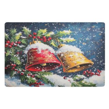 Imagem de STAYTOP Tapete de porta de sino de Natal para entrada externa 81 x 50 cm, tapete de boas-vindas ao ar livre/interno, tapetes de banho fofos, capacho frontal antiderrapante para entrada, pátio, áreas