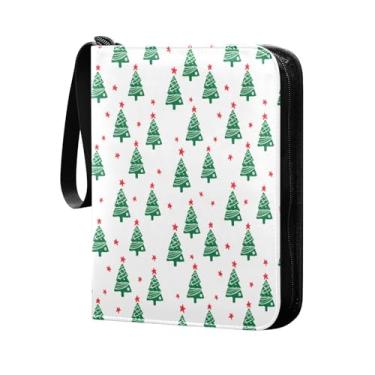 Imagem de Wassud Árvore de Natal com estrelas, 4 bolsos, fichário para cartões colecionáveis com 400 cartões padrão à prova d'água TCG CCG MTG álbum presentes para colecionadores, meninos e meninas