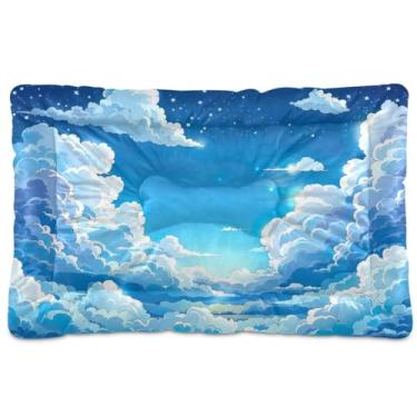 Imagem de Wassud Cama para cachorro Blue Cloud, camas grandes para cães ao ar livre, tapete lavável para animais de estimação, cama de gato para dormir, viagens 91 x 61 cm