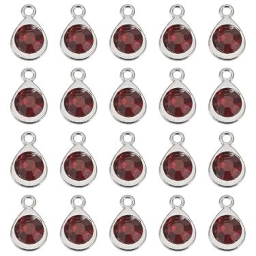 Imagem de Spritewelry Berloques de pedra do mês de nascimento de vidro, pingentes redondos de cristal de strass, pingentes de pedra de nascimento de cristal para fabricação de joias, colar, brinco, Metal não