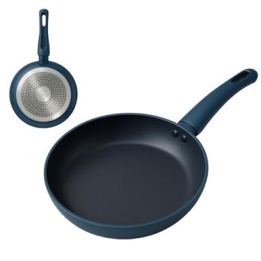 Imagem de Frigideira de Ceramica, Indução, Gás e Eletrica, Antiaderente com Cabo Soft Touch, 5 Camadas Cerâmicas, Resistente a Arranhões, 24 cm, Frita sem Óleo. (Azul)