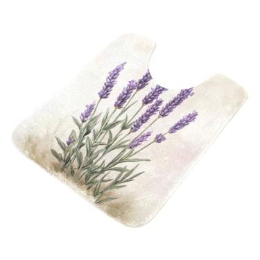 Imagem de Burbuja Tapete de banheiro retrô lavanda, tapete de banheiro absorvente extra macio com suporte antiderrapante para banheiro, banheira e chuveiro, 40 x 61 cm