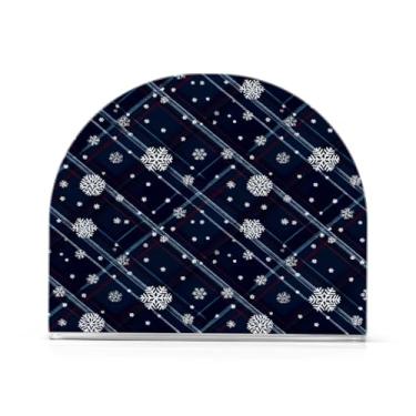 Imagem de Qilmy Suporte de guardanapo acrílico de floco de neve de Natal, porta-guardanapos para mesas cozinha restaurante decoração de casa, suporte decorativo moderno para papel de jantar guardanapos de