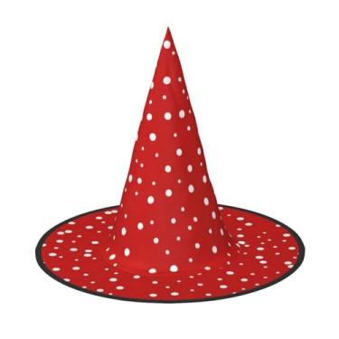Imagem de SKKNT Red And White Polka Dots Print Costume Partieshat Carnival Halloween Witch Hat Foldable Hat For Themed Event