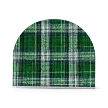 Imagem de CEBUGI Suporte de guardanapo para mesas porta-guardanapos de acrílico verde glen xadrez porta-guardanapos de papel para decoração de festa de jantar de cozinha