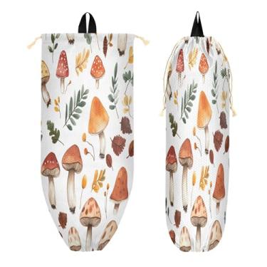 Imagem de xigua Suporte de parede para saco de plástico floresta aquarela com cordão, 1 pacote, organizador de sacolas de supermercado reutilizável para bolsas, meias, roupas íntimas e gravatas